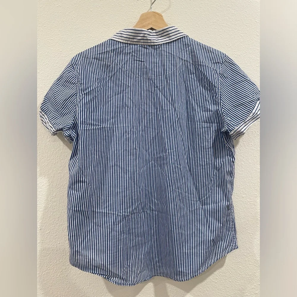 Ralph Lauren Blue and White Pinstriped Pajama Short Set 100% Organic Cotton